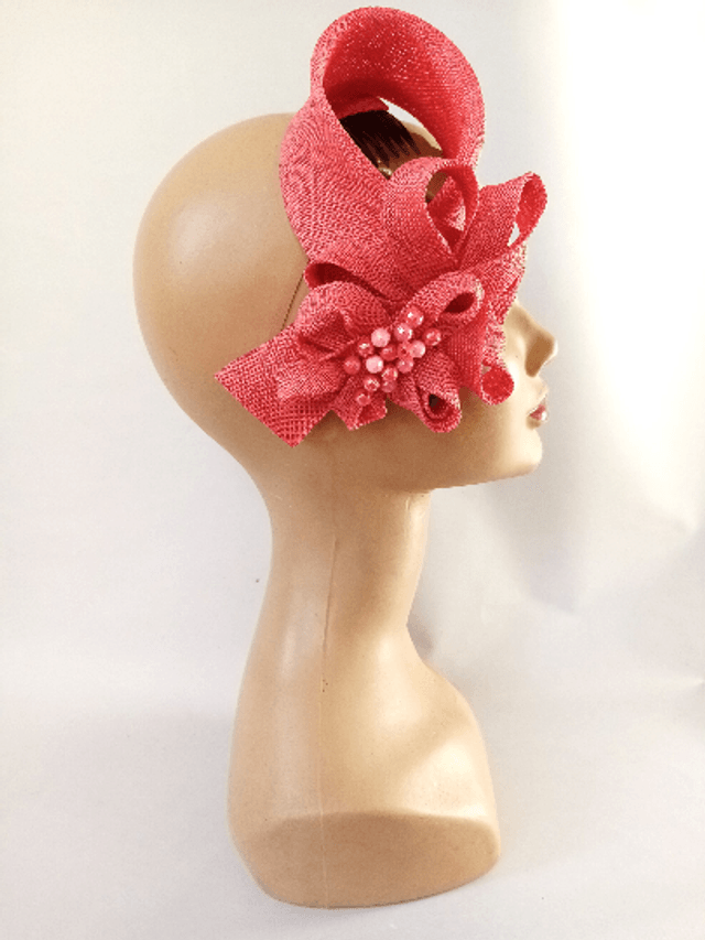 Bibi petit chapeau mariage pillbox cérémonie rose rouge