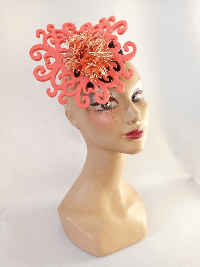 Chapeau femme mariage cocktail orange