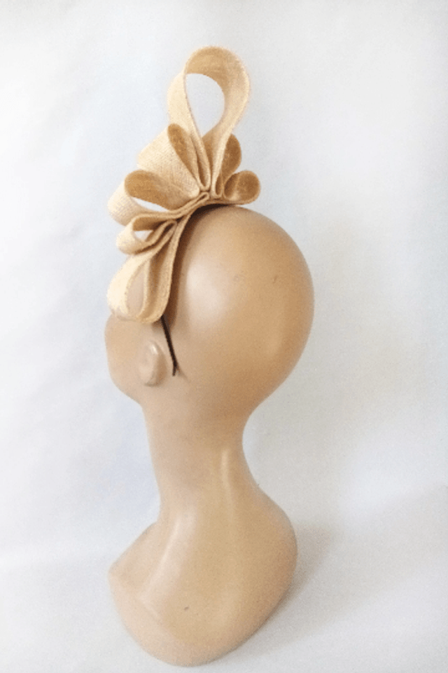 Serre-tête mariage beige minimaliste graphique