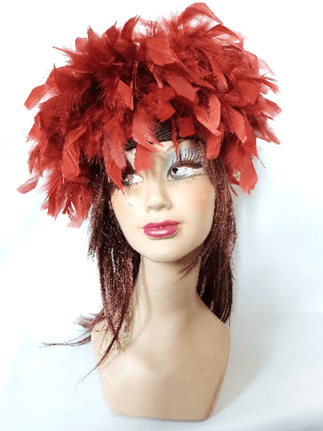Chapeau femme plume rouille cérémonie mariage