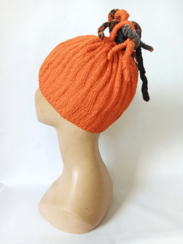 Bonnet orange fantaisie dreadlocks laine