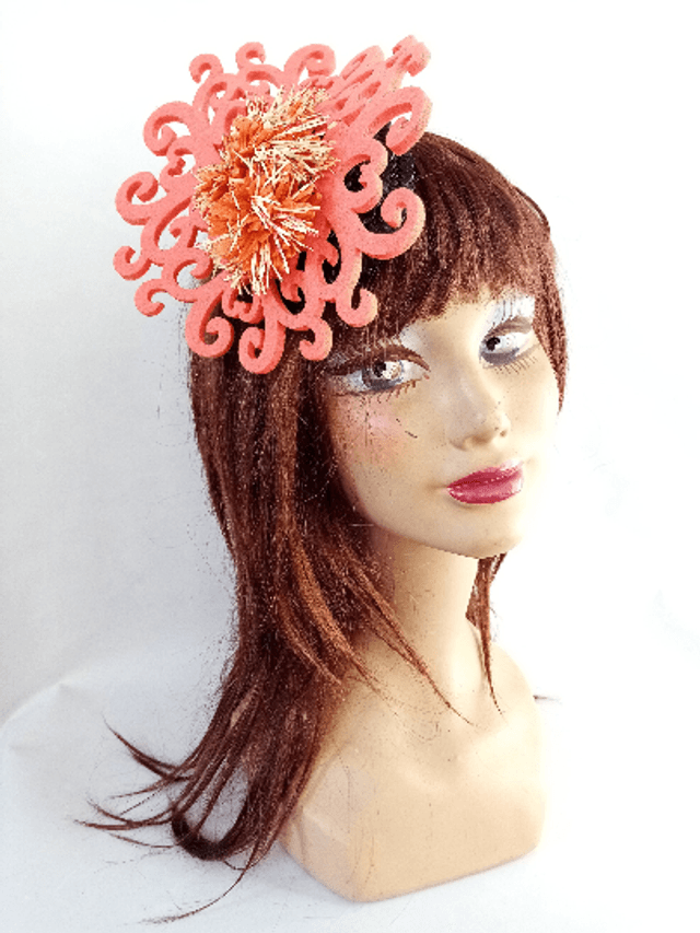 Chapeau femme mariage cocktail orange