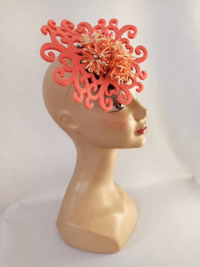 Chapeau femme mariage cocktail orange