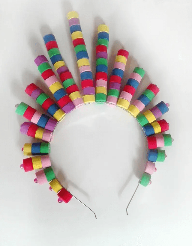Serre-tête diadème multicolore coiffe chapeau mariage cérémonie