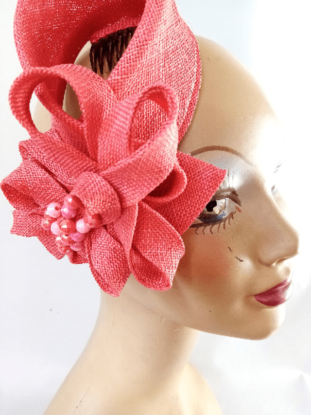 Bibi petit chapeau mariage pillbox cérémonie rose rouge