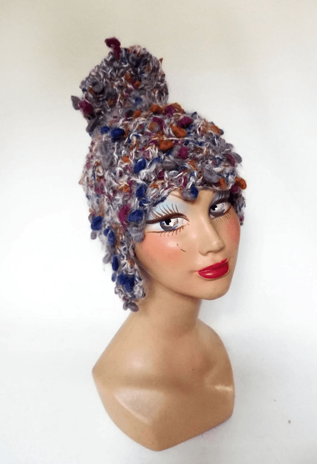 Bonnet rétro vintage 2000 chapeau hiver laine fourrure fantaisie 