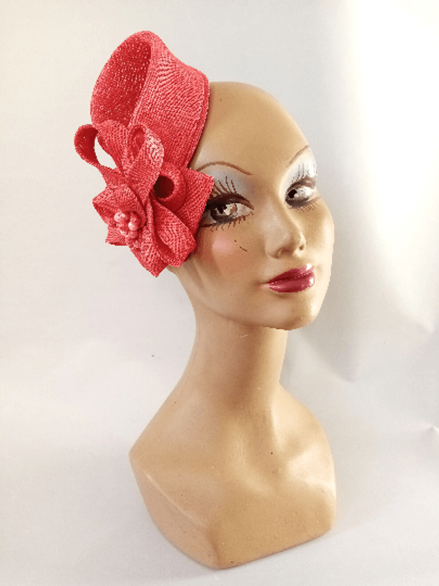 Bibi petit chapeau mariage pillbox cérémonie rose rouge