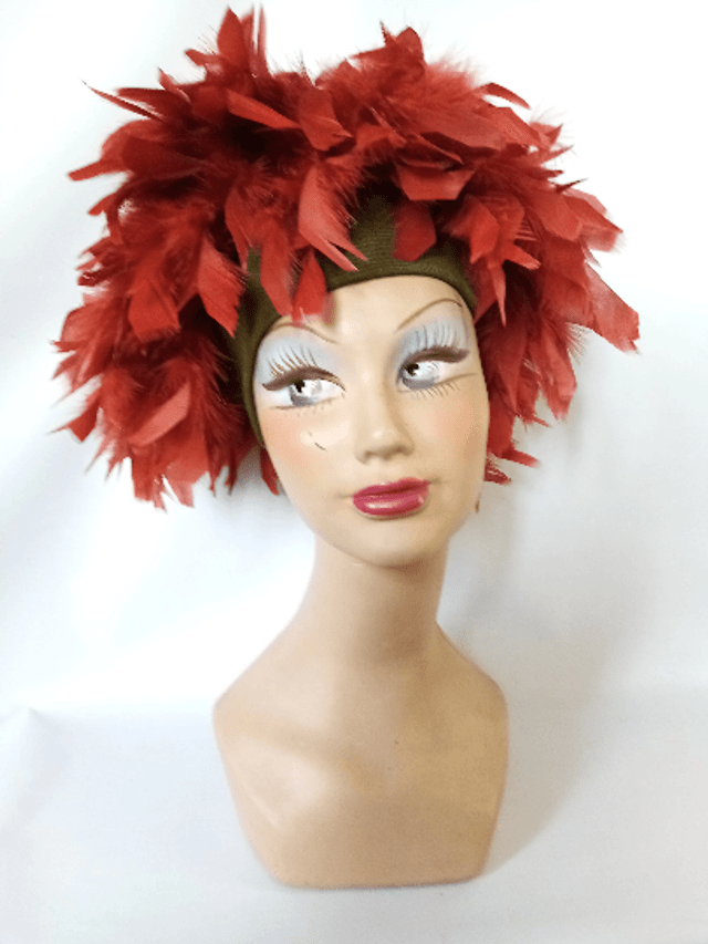 Chapeau femme plume rouille cérémonie mariage