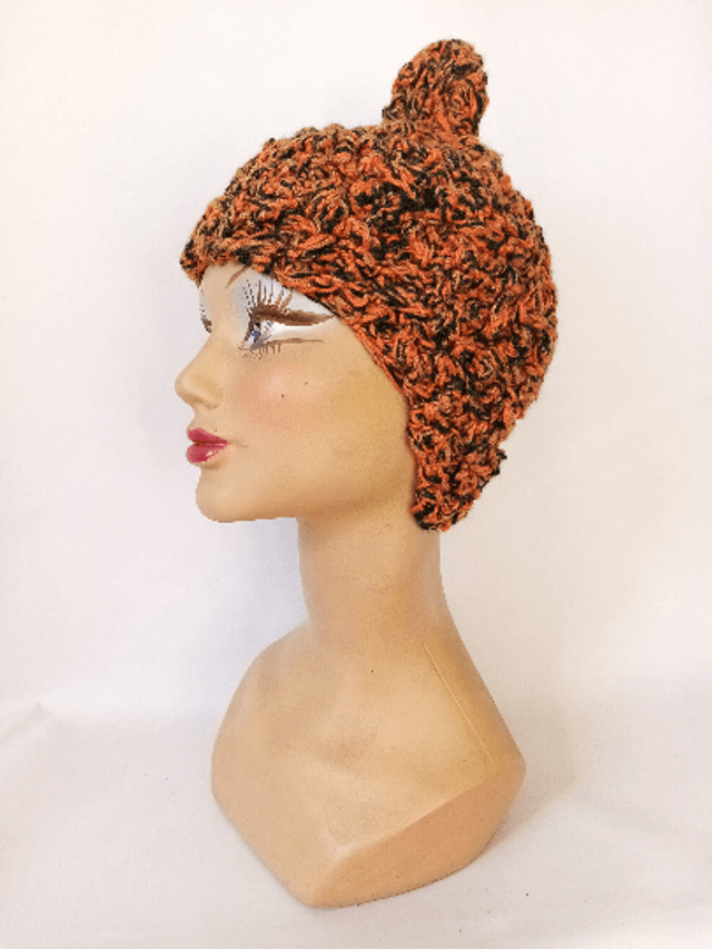 Bonnet femme pop laine orange 