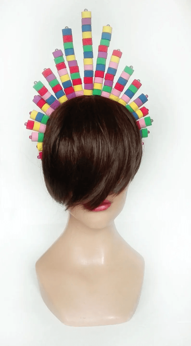Serre-tête diadème multicolore coiffe chapeau mariage cérémonie