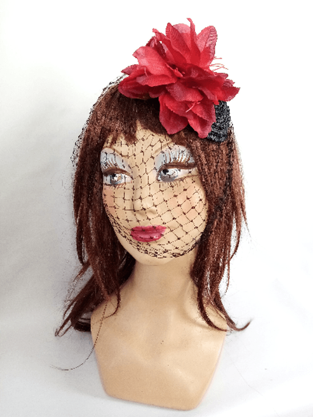 Chapeau mariage voilette noir bibi cérémonie fleur