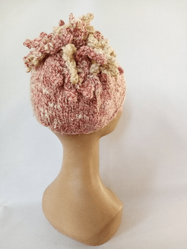 Bonnet femme rose fantaisie laine