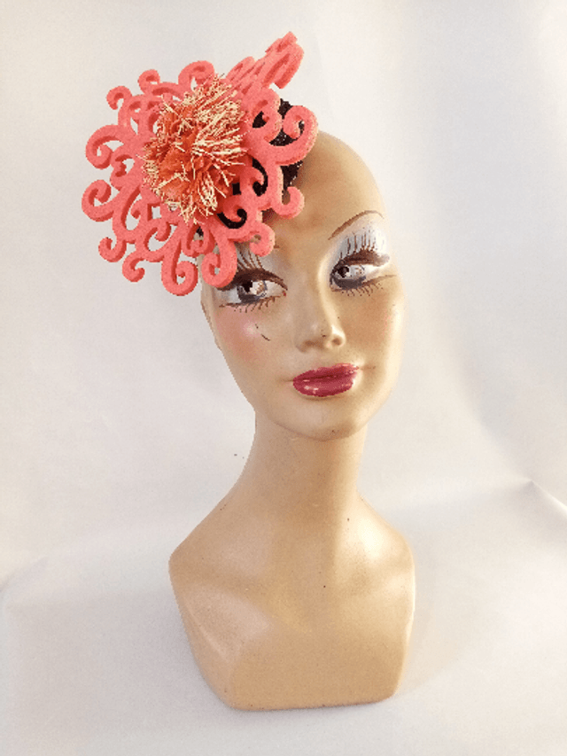 Chapeau femme mariage cocktail orange