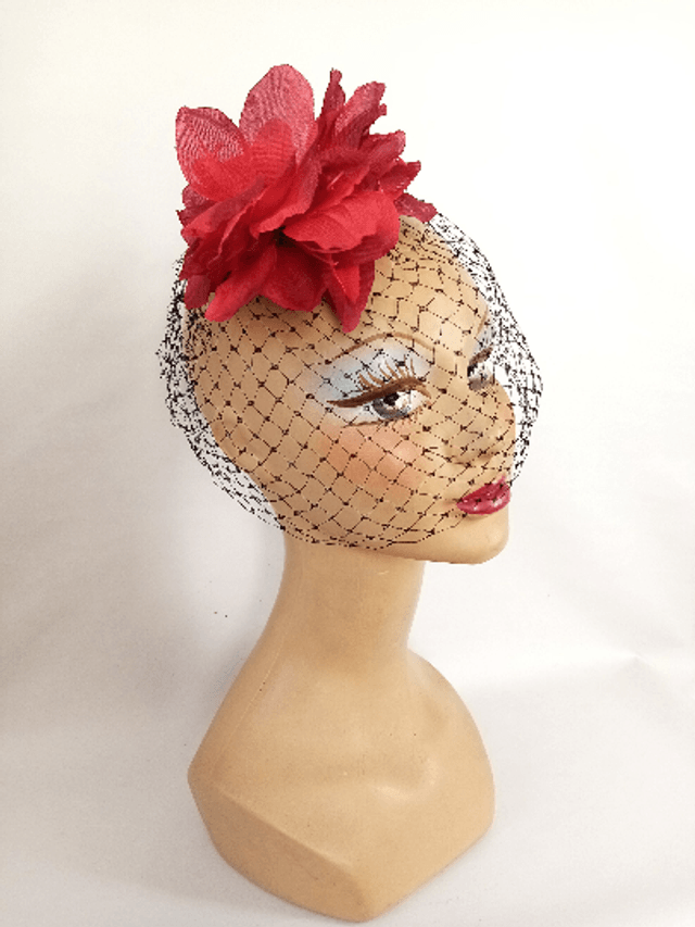 Chapeau mariage voilette noir bibi cérémonie fleur
