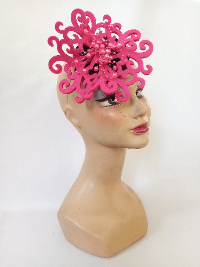 Bibi petit chapeau mariage rose noir