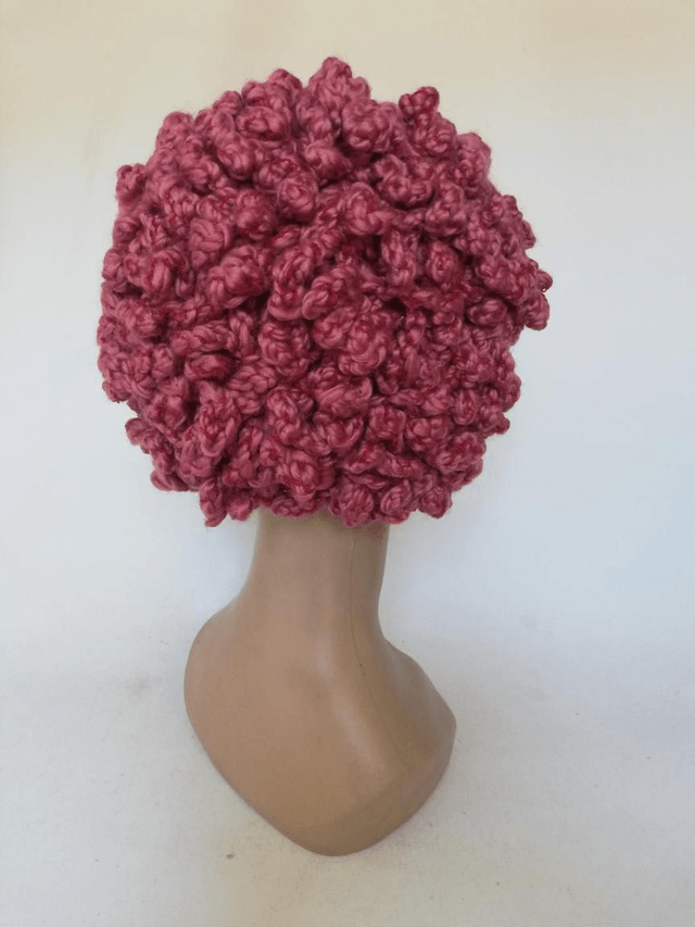 Bonnet  cagoule rose en laine vintage 2000 chapeau hiver Mlle 3bis