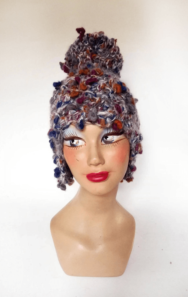 Bonnet rétro vintage 2000 chapeau hiver laine fourrure fantaisie 