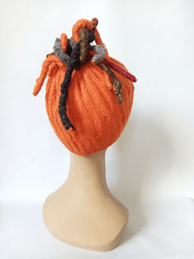 Bonnet orange fantaisie dreadlocks laine
