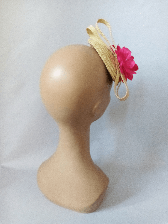 Bibi petit chapeau paille mariage rose cérémonie