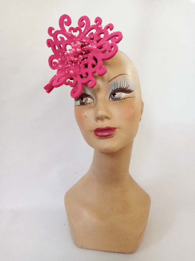 Bibi petit chapeau mariage rose noir