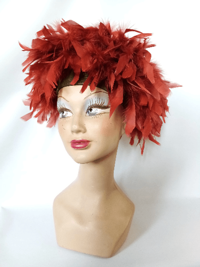 Chapeau femme plume rouille cérémonie mariage