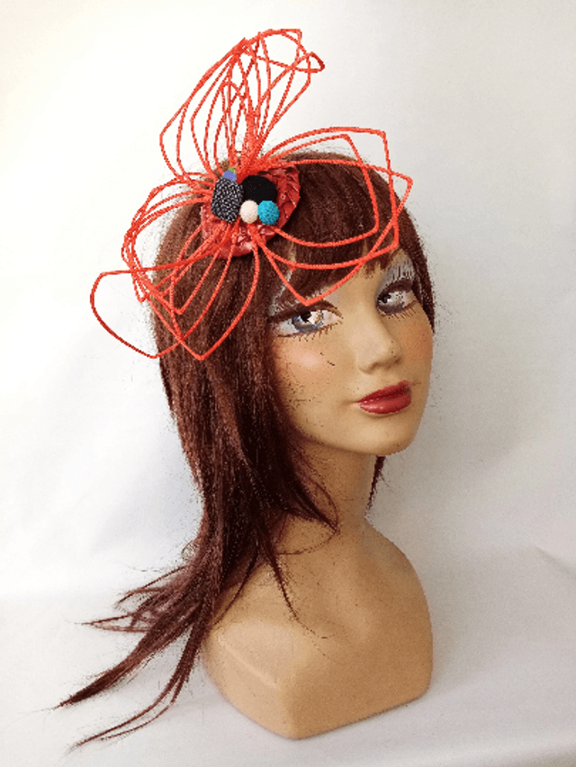 Petit chapeau mariage bibi cérémonie pop orange