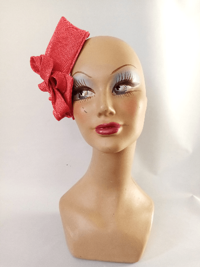 Bibi petit chapeau mariage pillbox cérémonie rose rouge