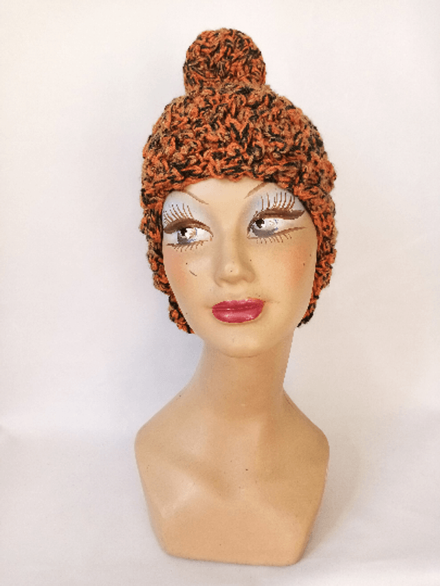Bonnet femme pop laine orange 