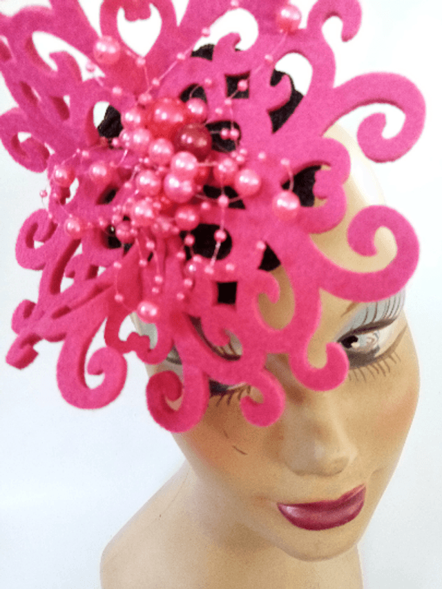 Bibi petit chapeau mariage rose noir