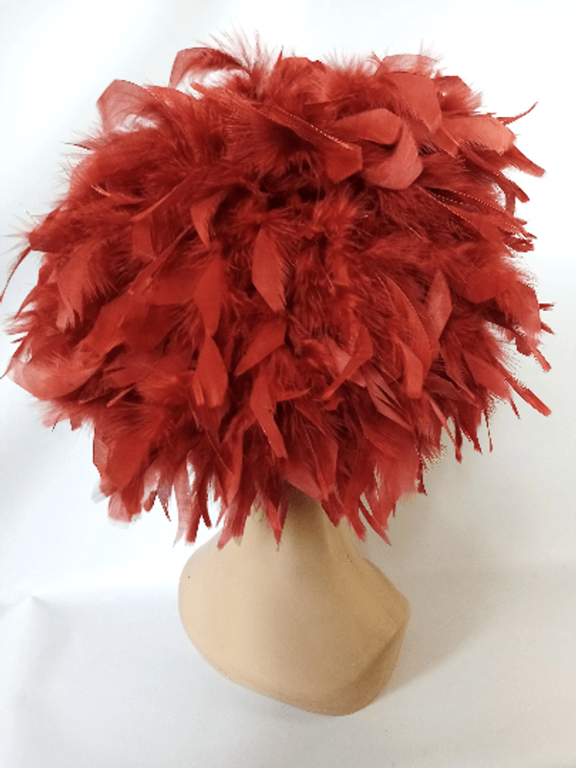 Chapeau femme plume rouille cérémonie mariage