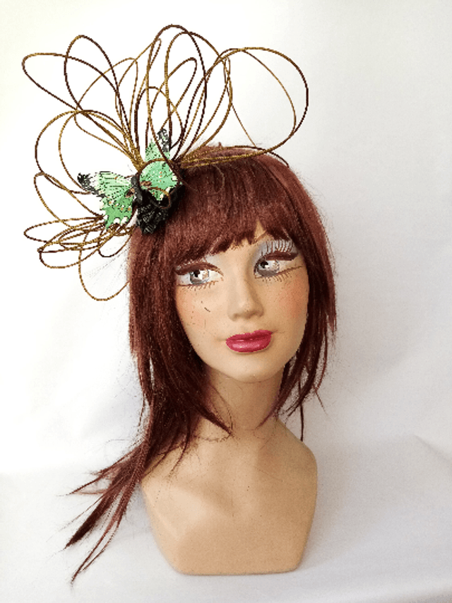 Chapeau mariage cérémonie fantaisie vert -VENDU-