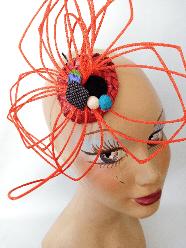Petit chapeau mariage bibi cérémonie pop orange