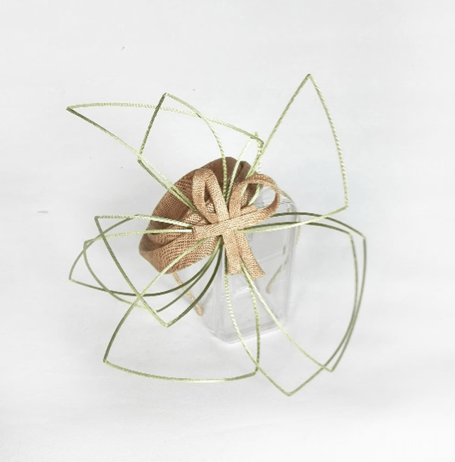 Chapeau mariage beige vert original