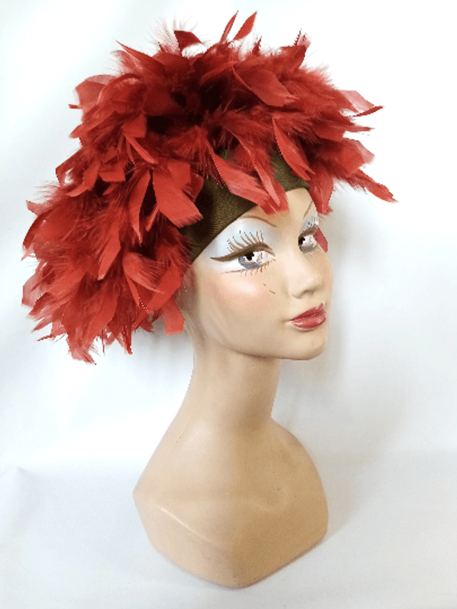 Chapeau femme plume rouille cérémonie mariage
