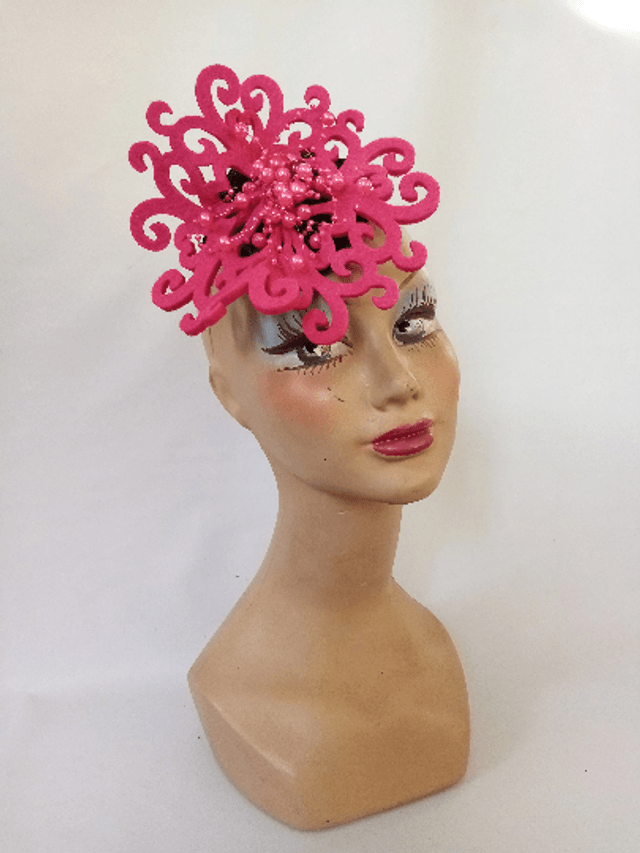 Bibi petit chapeau mariage rose noir