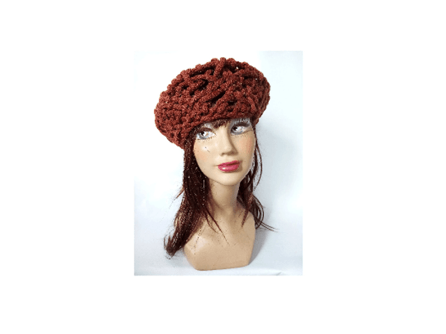 Béret femme laine marron original